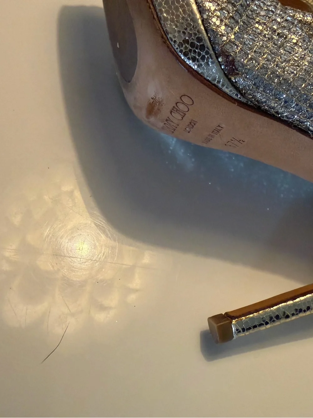 Jimmy Choo Silver Sparkle Pointed-Toe Ankle Booties